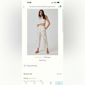 Anthropology two piece crop top and wide leg pant set